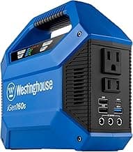 Westinghouse 155Wh 150 Peak Watt Portable Power Station & Solar Generator, Modified Sine Wave AC Outlet, Backup Lithium Battery for Camping, Home, Travel, Indoor/Outdoor Use (Solar Panel Not Included)
