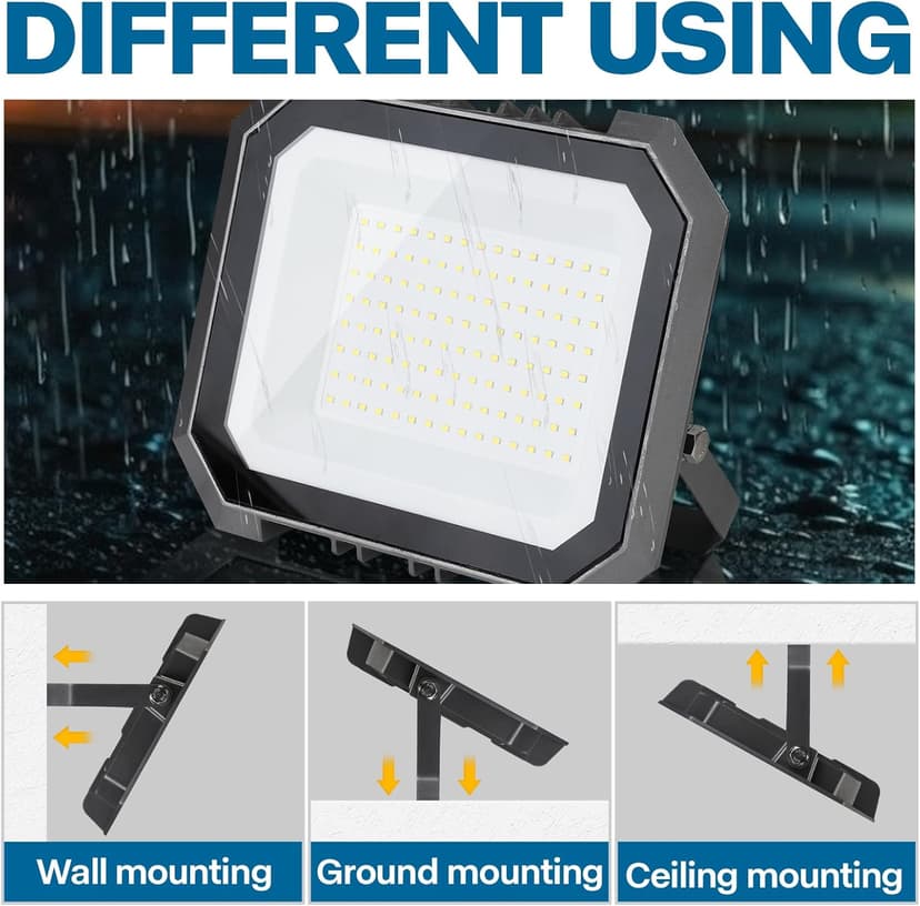 2 Pack LED Flood Lights Outdoor, 100W 10000LM Super Bright Floodlight Outside Work Light with 5.9FT Plug, IP65 Waterproof 6000K Outdoor LED Flood Light for Garage, Yard, Lawn, Garden