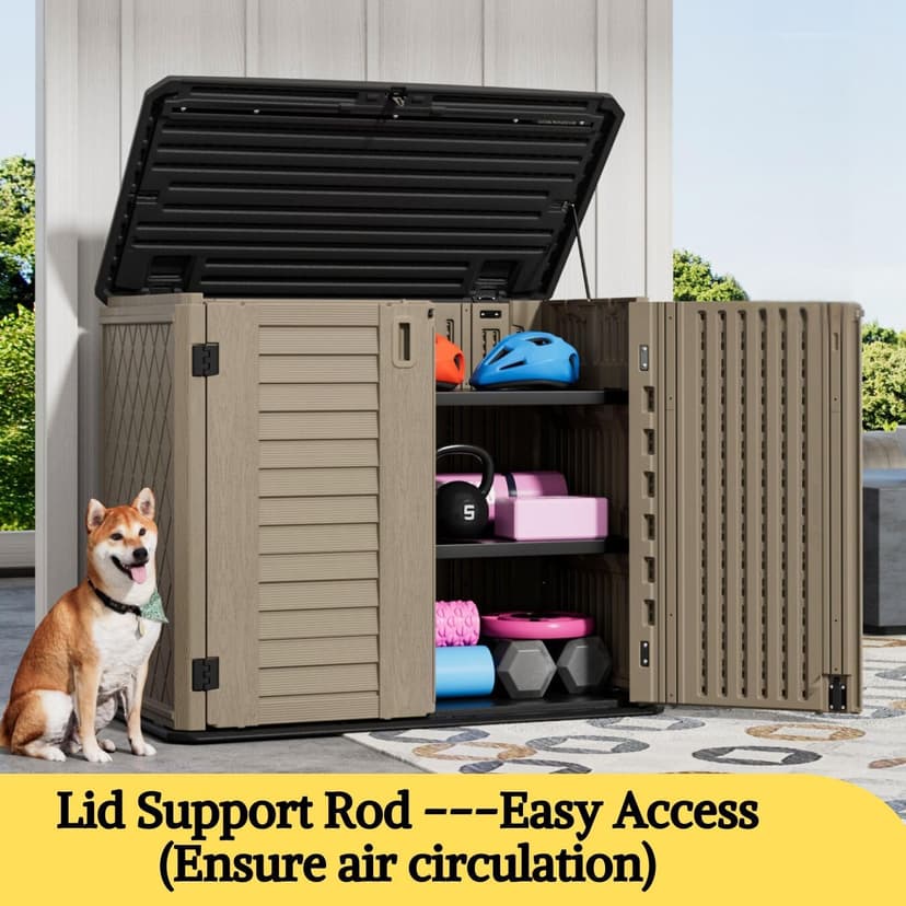 ZZM 4x2.5 FT Outdoor Storage Shed, Resin Waterproof Storage Cabinet for Garden Tools with Lockable Lid,Latch (Coffee)