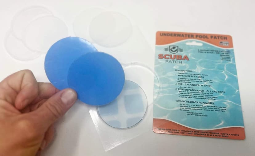 All-in-One Repair Kit for Above-Ground Pools | Fast, Underwater-Capable Peel-and-Stick OR Adhesive Glue-Down Vinyl Patches & for Easy Set and Frame Pools 2-1/2 Inch Peel and Stick