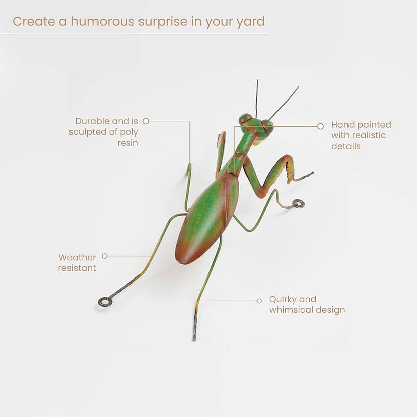 Bits and Pieces - Praying Mantis Tree Hanger - Whimsical Yard Decoration - Realistic Tree Sculpture - Weather-Resistant Garden Peeker Hugger for Outdoor and Landscape Décor - 12" x 5" x 3½"