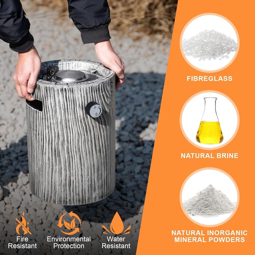 CHANGE MOORE Propane Fire Pit, Composite Materials 10-inch FirePit Table Round Base, Fire Water Resistant Anti-Freezing 10,000 BTU, Free Lava Rocks, CSA Certified Fire Pits for Patio Garden Outdoor