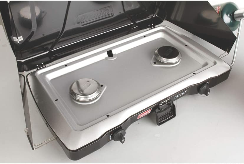 Coleman Triton 2-Burner Propane Stove, Portable Camping Cooktop with 2 Adjustable Burners & Wind Guards, 22,000 BTUs of Power