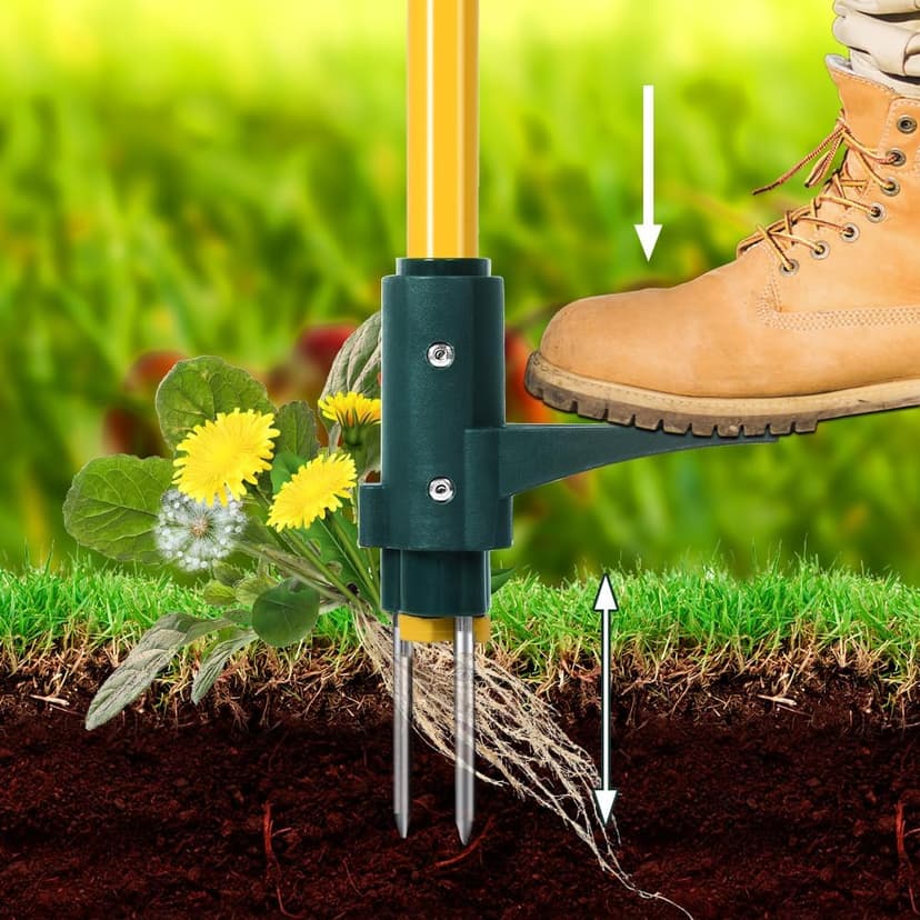 Weed Puller Tool, 50IN Long Handle 3 Claws Stand Up Weeder, Extra Thickened Stainless Steel Shaft Garden Weeding Tool,Remove the Roots of Thistles, Crabgrass, Dandelions, and Blackberries, etc.