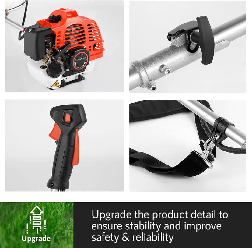 Weed Wacker Brush Cutter, 58CC Gas Powered String Trimmer 4-in-1 Gas Weed Eater with 4 Detachable Heads Straight Shaft 2-Cycle for Brush(Orange)