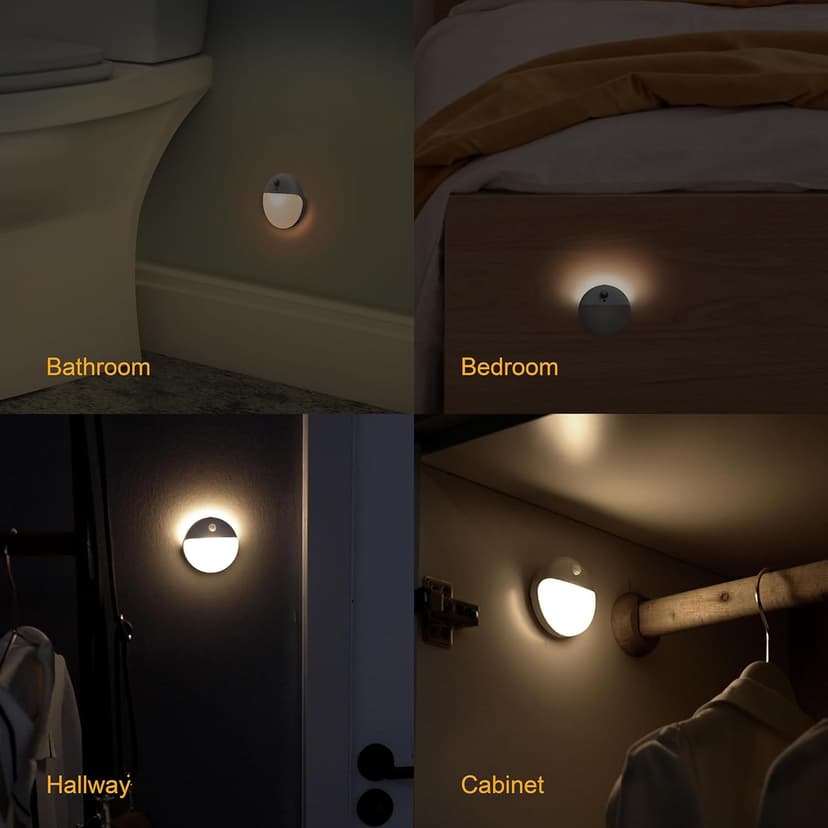 2 Pack Stair Lights Indoor, Stick on Lights, Motion Sensor Night Light, 3 Modes, Dimmable, Portable Battery Night Light for Closet, Cabinet, Bathroom, Bedroom, Kids, Tents, Travel, Warm White