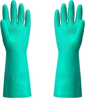 ThxToms Chemical Resistant Nitrile Gloves, Resist Household Acid, Alkali, Solvent and Oil, Latex Rubber Free, 1 Pair Large