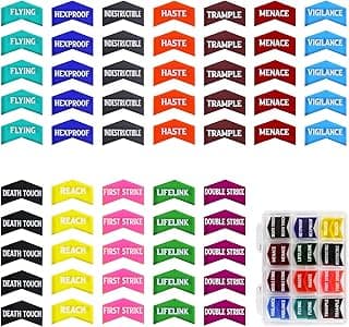 SIXPOINTS 60 Pieces MTG Keyword Counters -Set of Color Coded MTG Tokens & Box Set Compatible with Magic The Gathering, TCG, Card Games Accessories (MTG Keyword Counters)