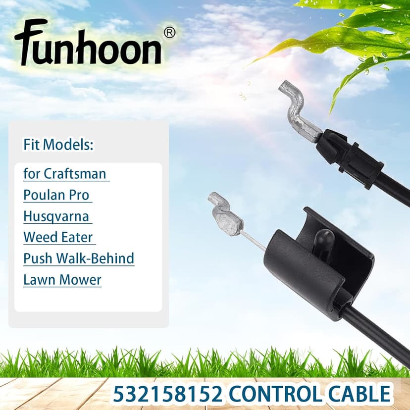 158152 Engine Zone Control Cable for Craftsman Poulan Pro Husqvarna Push Walk-Behind Lawn Mower Throttle Cable Replacement 532158152 582991501