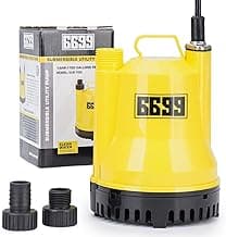 1/6HP Portable Utility Pump Submersible Small Backup Sump Pump Draining pump to Remove Water from Flooding House Basement Pool Tankless Heater Flushing Pump with 10-Foot Cord SUB 1100