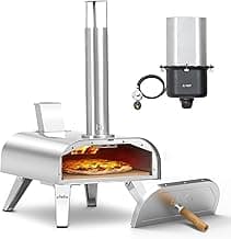 BIG HORN OUTDOORS 12" Multi-Fuel Pizza Oven, Portable Outdoor Pizza Oven, Wood Fired & Propane Gas, Pellet Pizza Maker with Pizza Stone