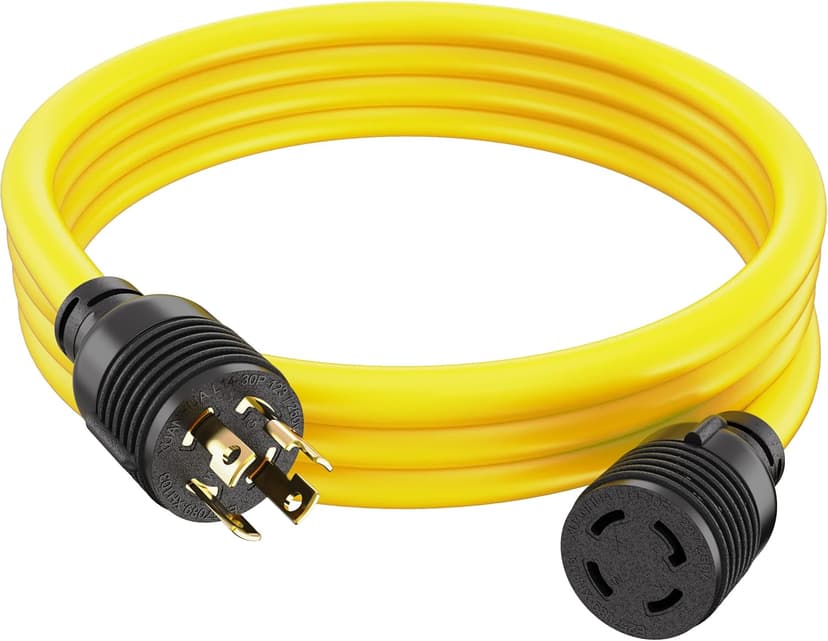 30 Amp Generator Cord, Generator Cord, NEMA L14-30P to L14-30R, 30 Amp Extension Cable, 240 Volt, 30amp Power Wire, 4 Prong Plug, Dryer Extension, UL CUL, 10 Gauge, 7500W, STW, Heavy Duty, 10 Feet