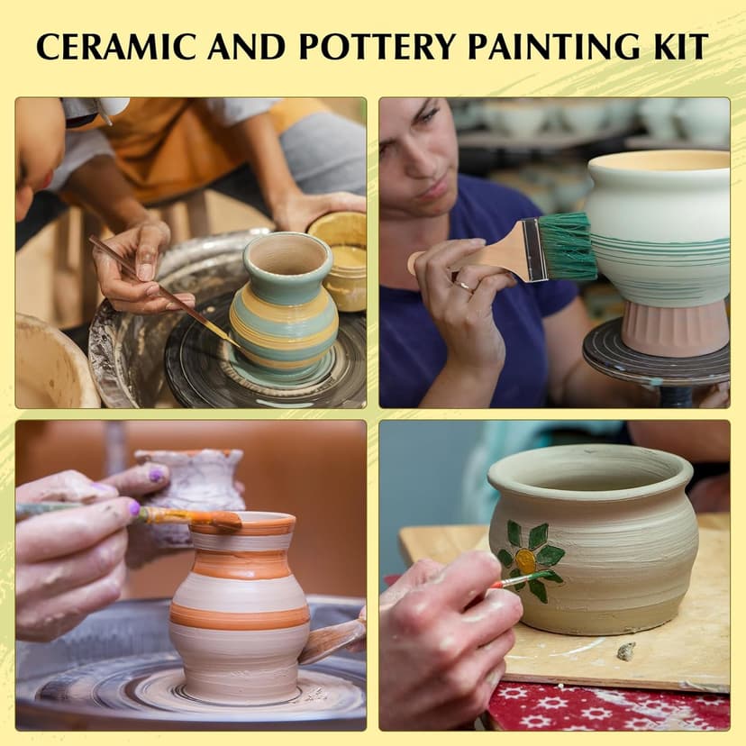 11 Psc Wool Pottery Glaze Brushes, Precision Detailing for Painting, Soft Durable Wool Bristles, Easy to Clean Hake Brushes, Versatile Sizes Ceramic Tools