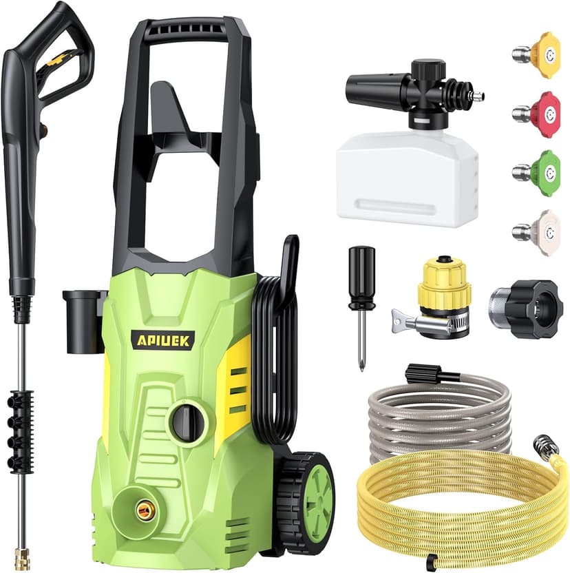 Electric High Pressure Washer - Duede Portable Washer with 23 FT Water Outlet & 6.6 FT Inlet Hose, Steel Spray Wand, Foam-Adjustable Cannon, 4 Nozzle Set, Cleans Car/Patio/Fence/Window, 3800PSI 2.4GPM