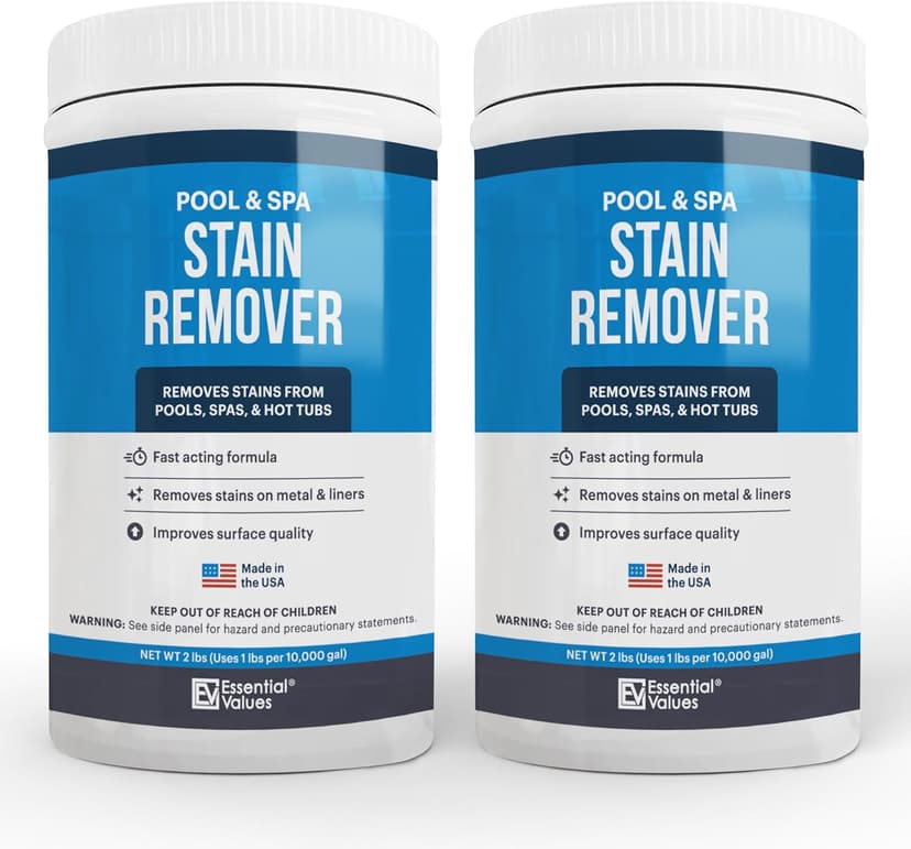 Essential Values Swimming Pool & Spa Stain Remover (2 LBS) - Compatible with Vinyl Liners, Fiberglass & Metals - Effective Formula Removes Rust & Tough Stains