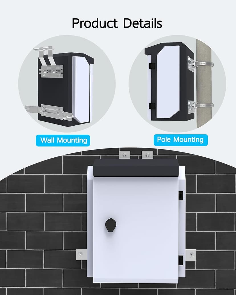 Outdoor Electrical Box with Thermostat and Fan, Precise Temperature Control 0.1°F, IP65 Water Resistant Rating, Galvanized Steel, Aluminum Rear Beam(15.7"x12.6"x9.6")