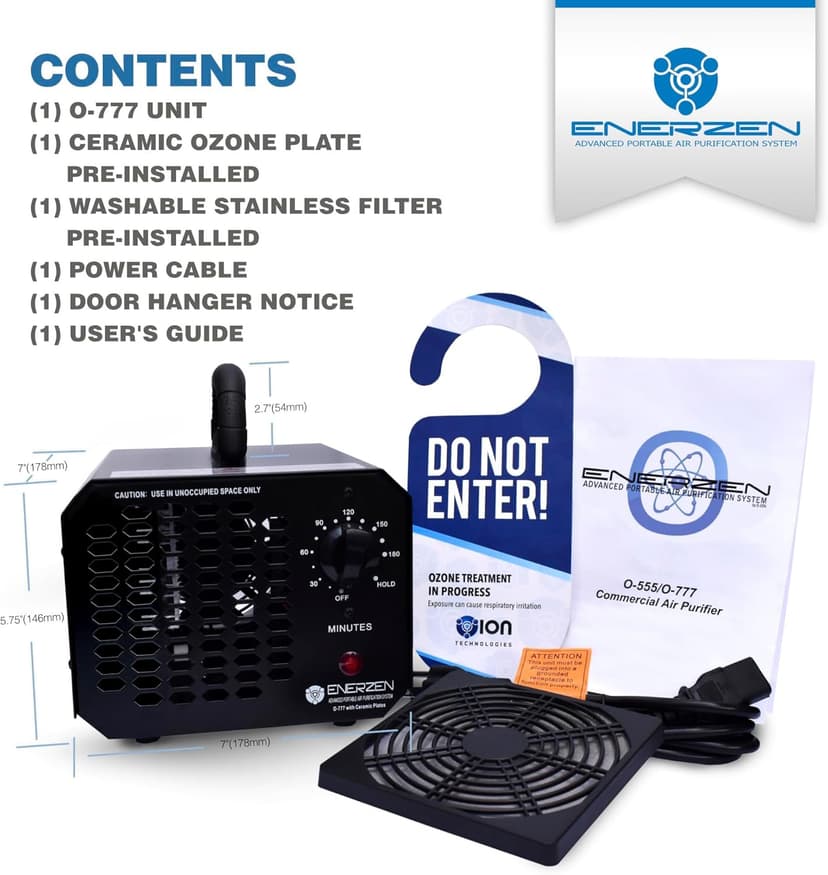 Enerzen Ozone Generator 60,000mg Industrial O3 Air Purifier Deodorizer (60,000mg - Black)