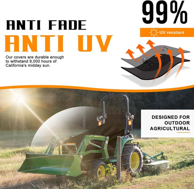Compact Tractor Covers Waterproof Outdoor Heavy Duty,600 Polyester,Anti-UV Compact Utility Tractor Mower Cover Accessories,Compatible with John Deere, Kubota, Bobcat, Mahindra,Kioti,Tym,76"x24"x22"