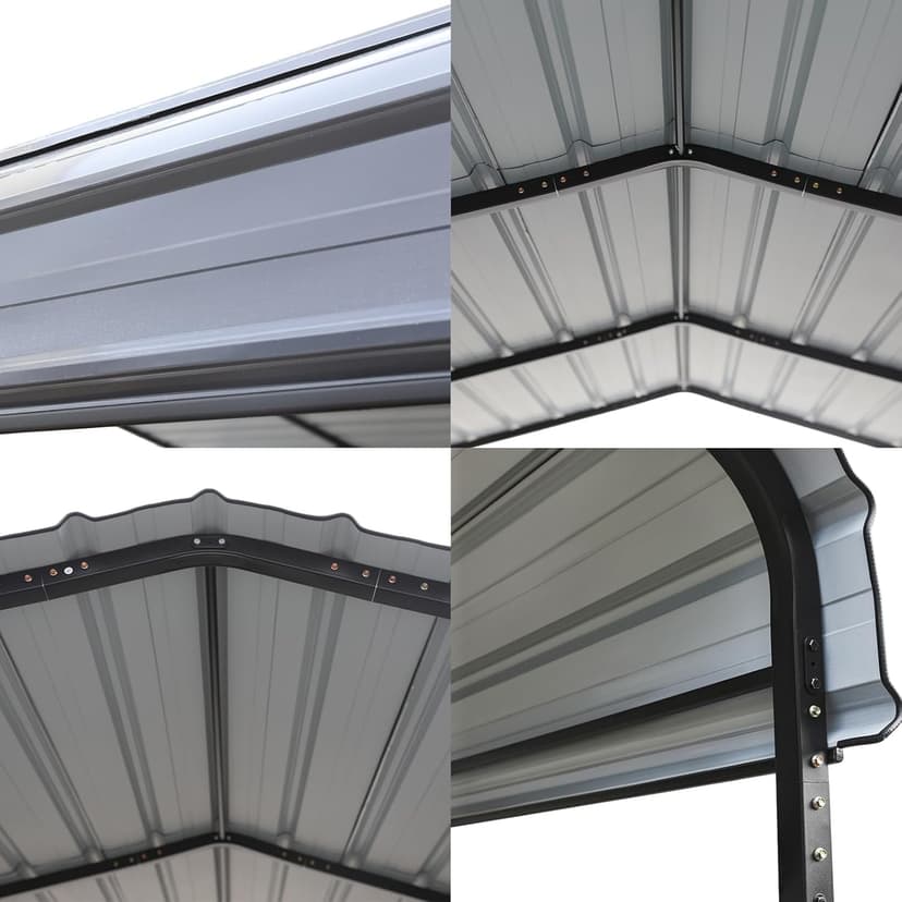 GREEN PARTY 10 x 20 ft Metal Carport Kits with Galvanized Steel Roof, Heavy Duty Metal Carport Canopy, Outdoor Car Tent Metal Garage Shelter for Car, SUV, Truck and Boats, Grey