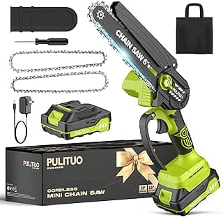 Mini Chainsaw Cordless, 6 Inch Electric Chainsaw Small Chainsaw Battery Powered, Yard Tools Garden Gifts for Men Dad Husband, Hand Saw for Branches Wood Cutting Pruning (Green)