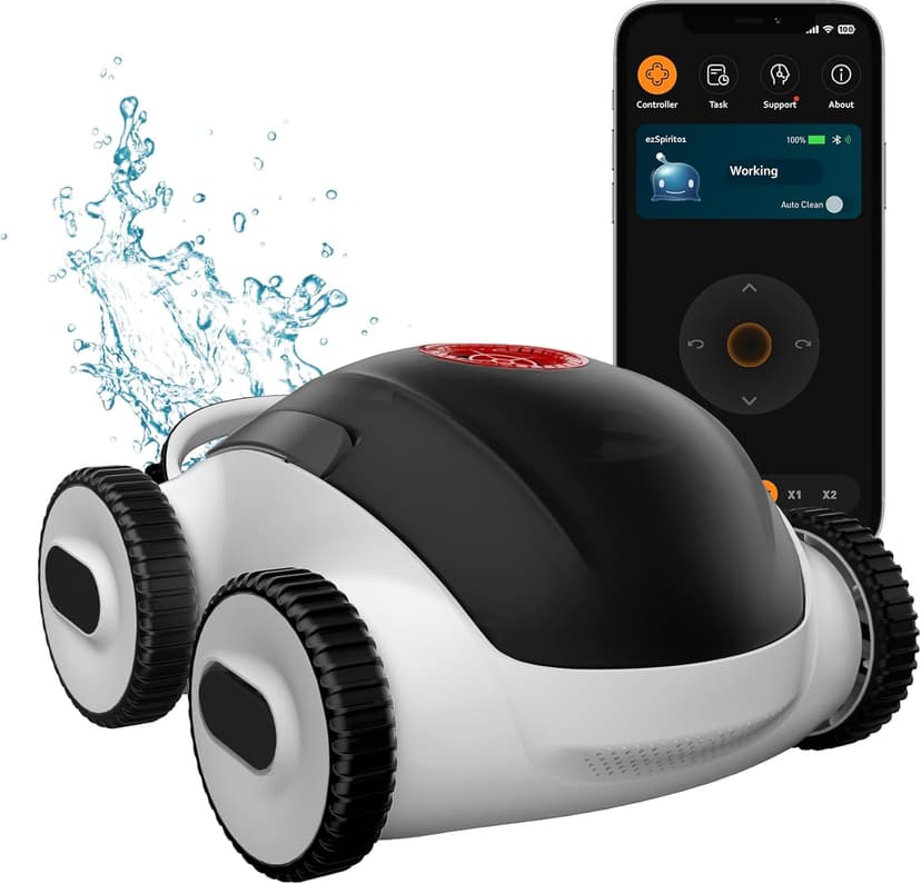 (2025 Upgrade)Higgsinno Cordless Robotic Pool Cleaner, Automatic Pool Robot Vacuum with App, Lasts up to 240 Mins, Ultra-fine Dual Filter Ideal for Above/In-Ground Pool up to 1,076 Sq.ft, ezSpirit 01