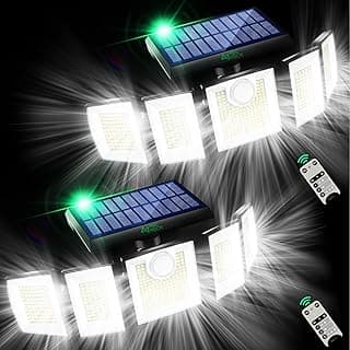 Solar Lights Outdoor Waterproof Motion Sensor - 416 LEDs 3000 Lumens Super Bright 3 Brightness 3 Modes 2400mAh 360° Illumination 32ft Solar Flood Security Light for Outside - 2Pack