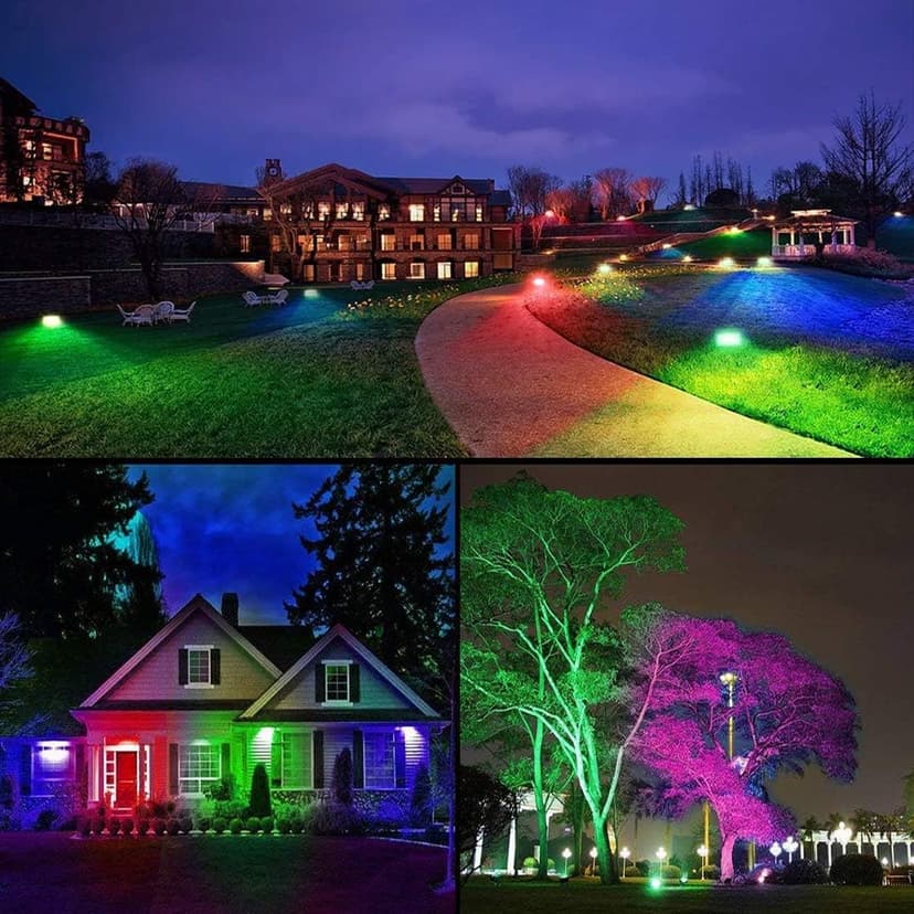Led Flood Light 30W, 300W Equivalent 3000 LM Outdoor Color Changing Led Stage Landscape Lights, Bluetooth RGBW Smart Floodlights 2700K & 16 Million Colors&Timing& Music Sync, IP66，US 3-Plug (2 Pack)