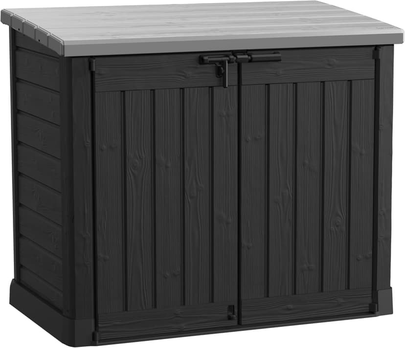 Keter Store-It-Out Prime XL 4.75 x 2.6 Foot Resin Outdoor Storage Shed with Double Doors and Easy Lift Hinges, Perfect for Trash Cans, Garden and Yard Tools, and Pool Toys, Black