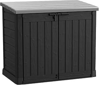 Keter Store-It-Out Prime XL 4.75 x 2.6 Foot Resin Outdoor Storage Shed with Double Doors and Easy Lift Hinges, Perfect for Trash Cans, Garden and Yard Tools, and Pool Toys, Black