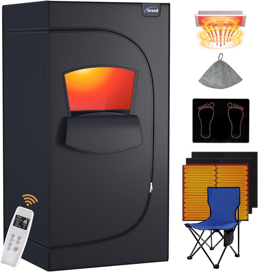 TOREAD Portable Far Infrared Sauna, Portable Infrared Full Size Sauna Tent, Sauna for Infrared Home Spa, Heated Body Therapy, Time & Temperature Remote Control (35"x35"x71")