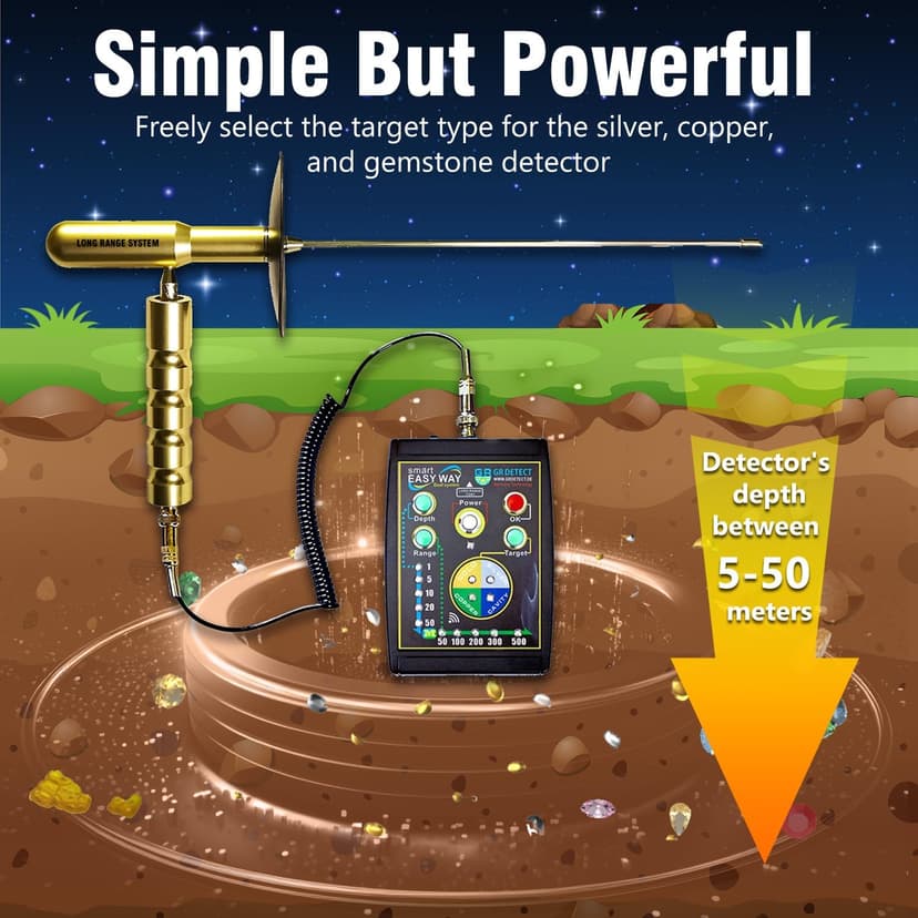 Adults Professional Underground Metal Gold Detector Intelligent Operation Silver Copper Finder High Precision Rapid Positioning Jewelry Ore Detector Gold Mine Hunter Treasure Scanner