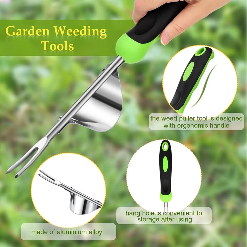 Hand Weeder Tool Garden Weeding Tool Gardening Weeder Tool with Ergonomic Handle, Stainless Steel Garden Lawn Farmland Transplant Gardening Plant Tool (Fulcrum, 2 Pieces)