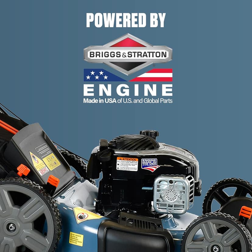 SENIX LSPG-M7 21-Inch Gas Push Lawn Mower with 140 cc 4-Cycle Briggs & Stratton Engine, Bagging, Mulching, and Side Discharge, 6-Position Dual Lever Height Adjustment
