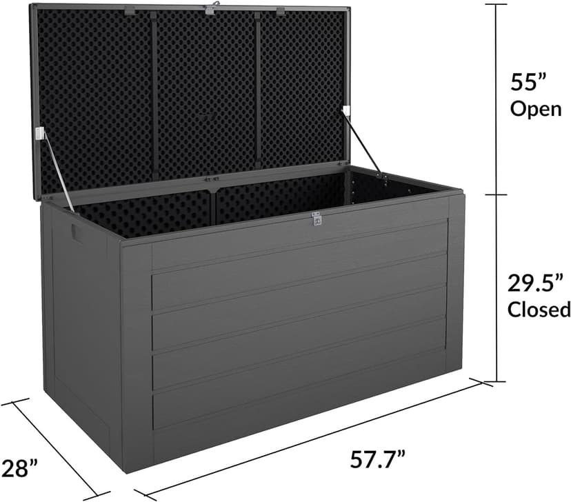 Cosco Outdoor Living 88180BGY1E Cosco Outdoor Patio Storage, Extra Large, 180 Gallons, Charcoal Deck Box, Black/Gray