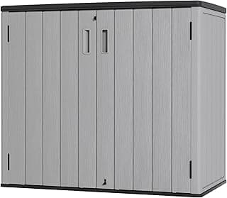 Large Outdoor Storage Box,Resin Sheds&Outdoor Storage Waterproof/Lockable,Outdoor Storage Cabinets for Balcony,Garage,Backyard (37Cu.ft-Pale Grey)