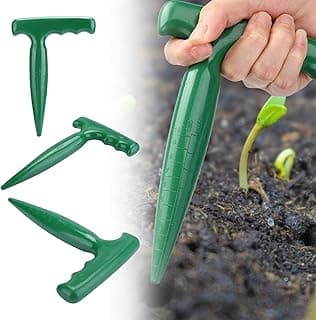 Bulb Planter Tool Set | Heavy-Duty Plastic Dibber with Ergonomic Handle | Multi-Purpose for Planting Bulbs, Seeds & Seedlings, Flower Bulbs, Vegetables | Adjustable Depth & Soil Release Design (5pcs)