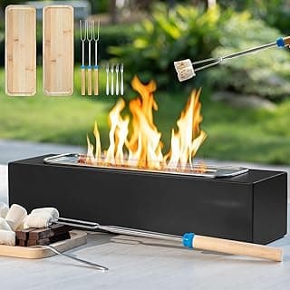 Tabletop Fire Pit with Smores Kit, Table Top Firepit Smores Maker, Portable Outdoor Fireplace Tabletop, Decor Home Patio Gifts for Women Mom Him Men - Mothers Day White Elephant Unique Gift, Black