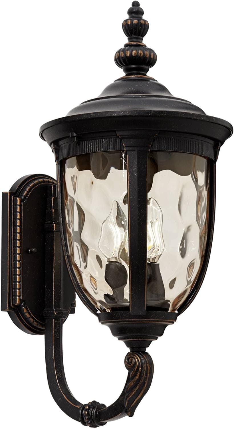 John Timberland Bellagio European Outdoor Wall Light Fixture Sconce Bronze Aluminum 21" Hammered Glass Decor for Exterior House Porch Patio Outside Deck Garage Yard Front Door Garden Home