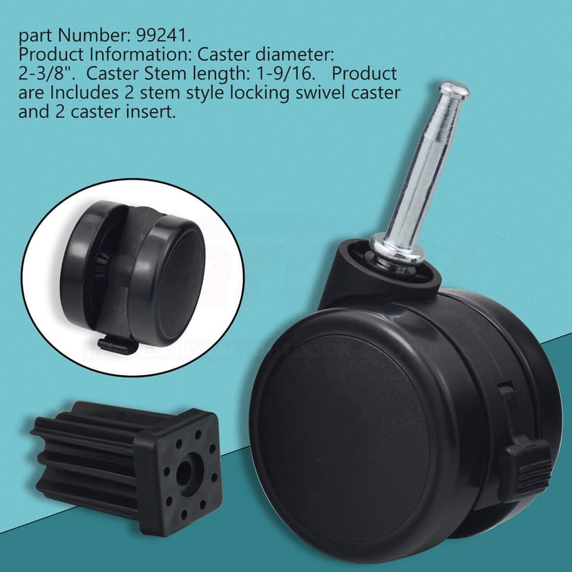 Caster Wheel Gas Grills/Stem Style Locking Swivel Caster 6414 306414 for Weber, Genesis, Summit, Silver, Spirit Gas Grills, Includes Caster Insert (2 5/16" in Diameter) (2)