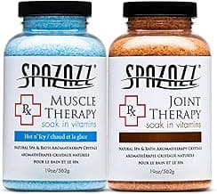 Spazazz Aromatherapy Spa and Bath Salts Crystals RX Therapy Collection 2 Pack Bundle- One 19 Oz Jar Each Spazazz Muscle Therapy and Joint Therapy- Dead Sea Bath Salt Crystals