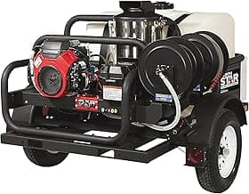 NorthStar Trailer-Mounted Portable Hot Water Commercial Pressure Power Washer - 4000 PSI, 4.0 GPM, Direct Drive, Honda Engine, 200-Gal. Water Tank