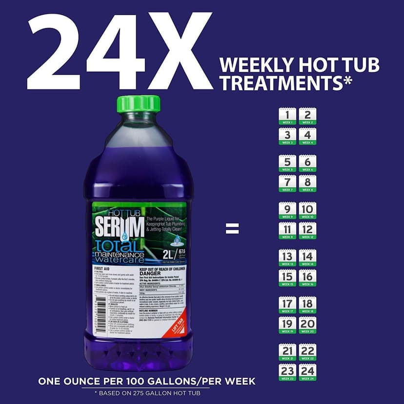 A Weekly Maintenance Hot Tub Cleaner/Clarifier/Conditioner/Softener All-in-One 2 Liter (24 Weekly doses), Inflatable Hot Tub Chemicals for Complete Hot Tub Treatment