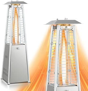 Patio Outdoor Heaters, 9500 BUT Pyramid Propane Patio Heater, 35" Tall Glass Tube Flame Heater for Party, Backyard, Garden, Decoration