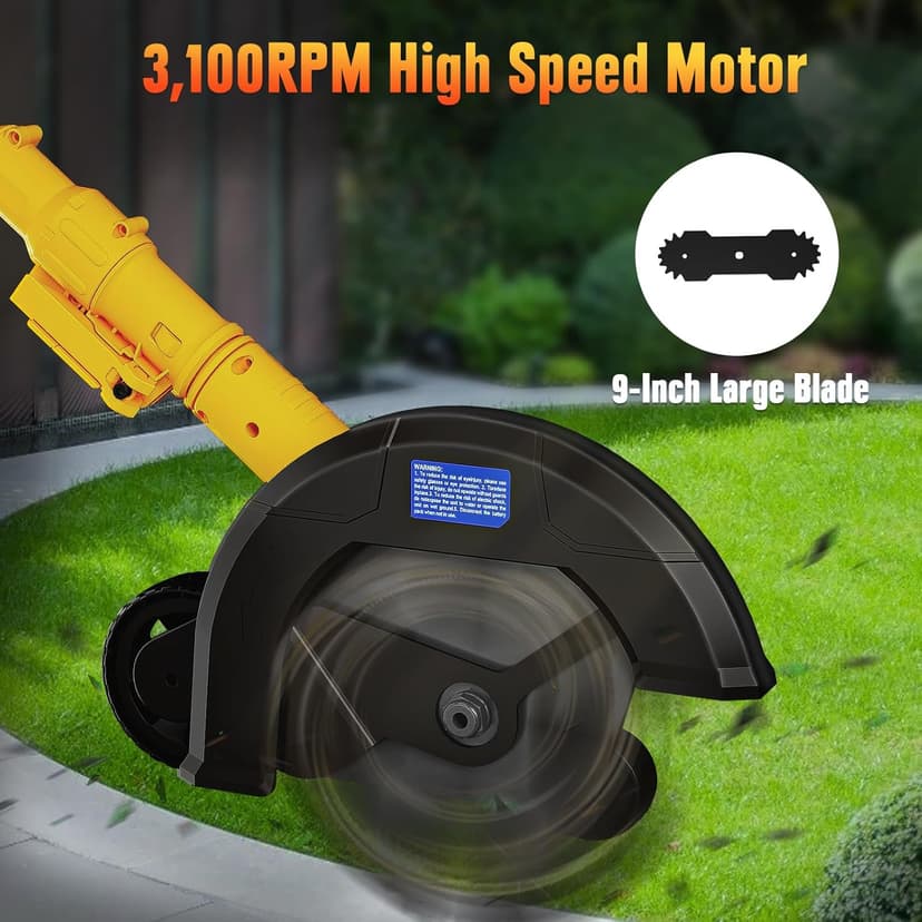 Cordless Edger Lawn Tool Compatible with Dewalt 20V Max Battery, Electric Battery-Powered Edger/Trencher (Tool ONLY) 9’’Blade, 3 Position Adjustable Depth for Landscaping, Driveways, Borders