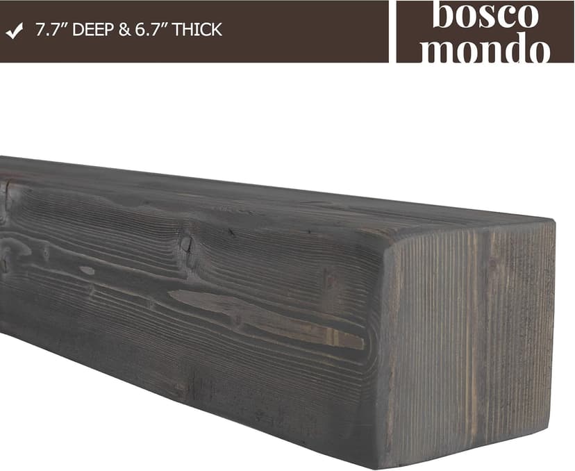 BoscoMondo Rustic Fireplace Mantel Shelf - Pine Wood - Wall Decor, Mounted Farmhouse Shelving (Dark Brown, 72" Extra Thick)