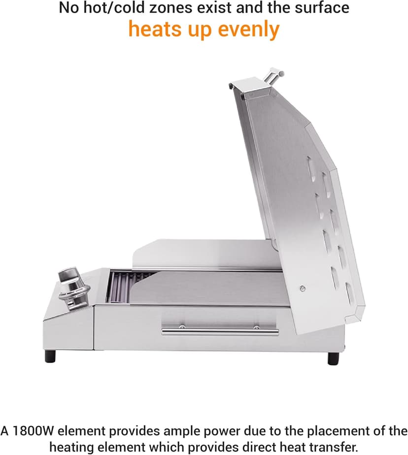 KENYON G2 Electric Grill with Stand, Stainless Steel, Rust Proof, Single Burner, Freestanding Grill, UL Approved for Indoor and Outdoor Use, 120V