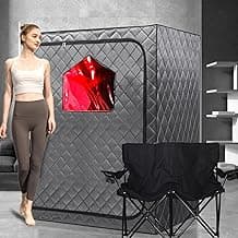 Full Body 2 Person Portable Infrared Saunas for Home, 2 Person Sauna Tent, at Home Sauna, Portable Personal Infrared Sauna Two-Person Sauna Tent with 2 Foldable Chairs, Remote Control
