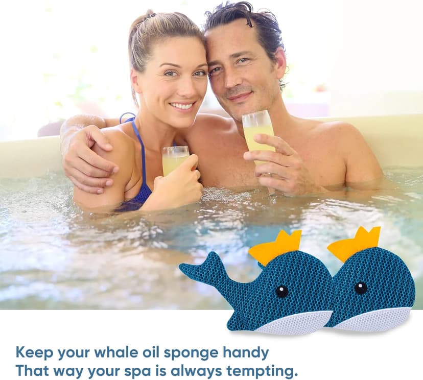 Hot Tub Scum Absorber Whale - 2 Pack Oil Absorbing Hot Tub Floating Sponge Cleaner Absorber, Keeps Water Clear, Reusable Pool Scum Absorber Hot Tub Spa Accessories