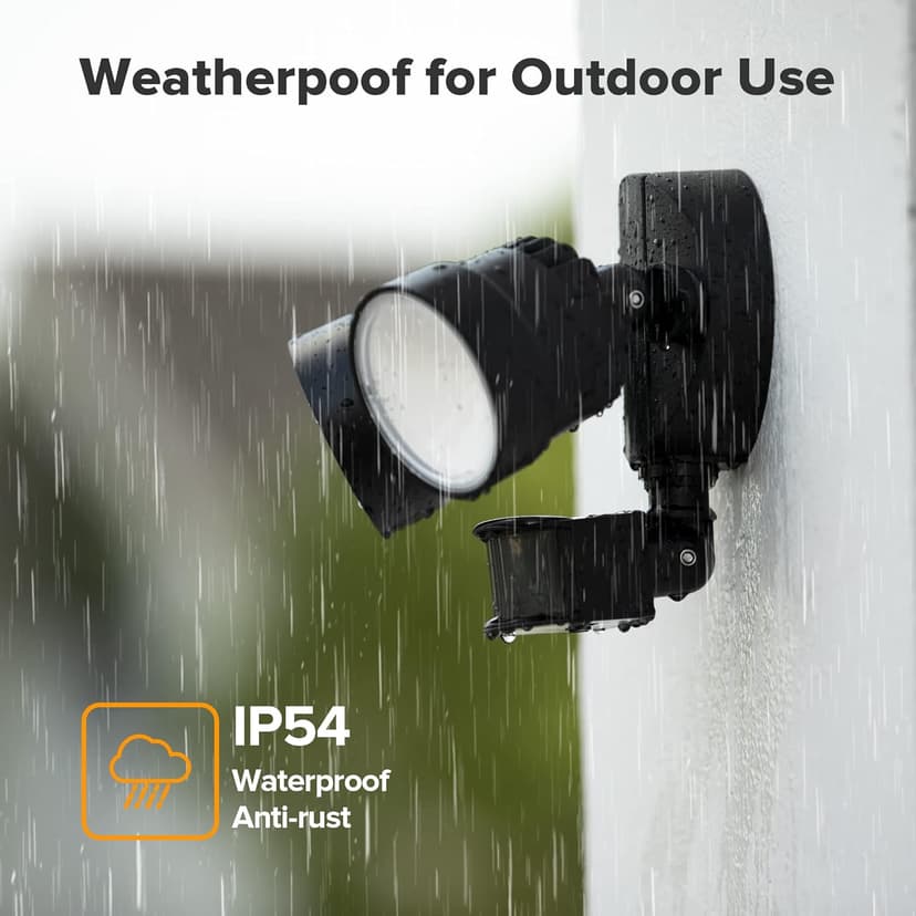 LUTEC Shrimp P6221B-PIR24 2000 Lumen 18 Watt 26 LED Motion Activated Integrated Dual-Head Floodlight Outdoor, IP54 Waterproof Exterior Security Wall Light for Patio, Garden, Yard-Black