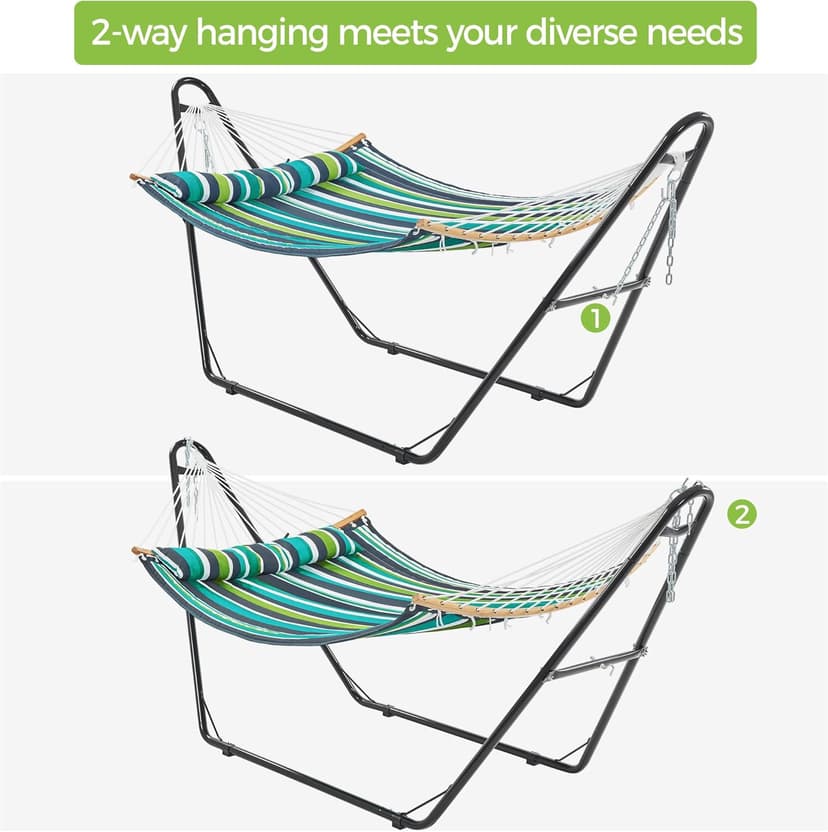 Yaheetech Universal Hammock Stand, Heavy-Duty Double-Pipe Steel Hammock Stand for 9-14.5 Ft Hammocks, 475 Lb Capacity and Capable of Holding 2-3 People